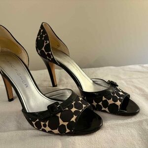 Marc Fisher Black and Cream Patterned Heels